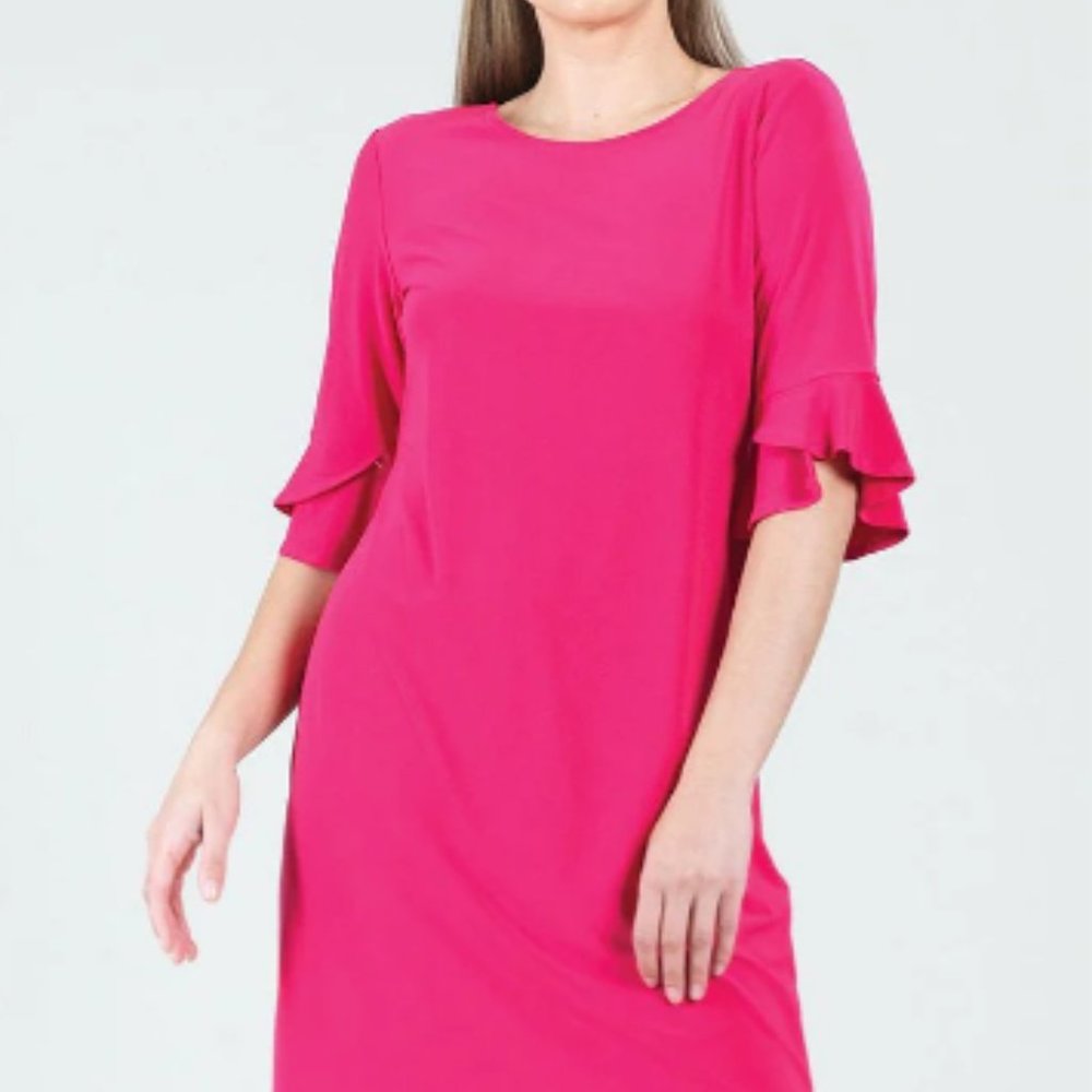 Clara Sun Woo Hot Pink Tulip Cuff Back Tie Dress Size: XSmall (4/6)